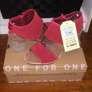 TOMS Red suede Majorca cutout sandals.